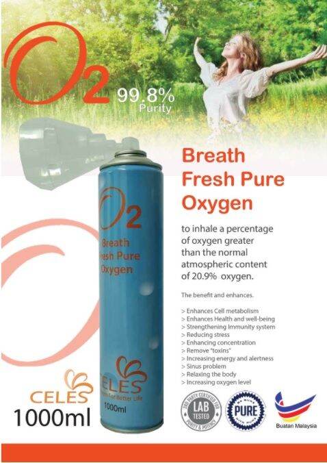 Ready Stock [6 Bottles 1000ml] Celes O2 Fresh Portable Oxygen Inhaler ...