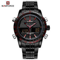 NAVIFORCE Men Watch Original Classic Waterproof Watches Dual Display Stainless Steel Chronograph Alarm Wristwatch NF9024