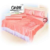 OHM ผ้าปูที่นอน ผ้าเครปซาติน 220 เส้น ขนาด 3.5 ฟุต 3 ชิ้น (สีส้มพีซ)