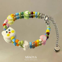 MIAOYA สร้อยข้อมือยิ้มน่ารักน่าเกลียดสำหรับผู้หญิงอุปกรณ์ทำมือทุกเพศสำหรับคู่รักติ๊กต๊อกของขวัญนักศึกษา