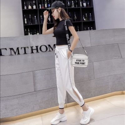 2PCSet Fashion Sports Suit Ins Students Short-Sleeve Tops+Loose Casual Trousers Jogger Pants T-Shirt Sportswear
