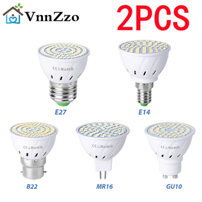 Vnnzzo GU10 LED E27 E14 Spotlight หลอดไฟ48 60 80LEDs 220V Gu 10หลอดไฟ LED MR16 gu5.3 lampada Spot LIGHT