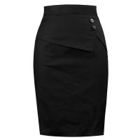 Office Ladies Black Pencil Skirt BUD Slim Fit High Waist Bandage Women Summer Elastic Bodycon Knee Length Elegant 2021 Skirts