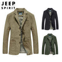 JEEP SPIRIT เสื้อแจ็กเก็ตยีนส์ของผู้ชาย,เสื้อแจ็กเก็ตลำลองทรงสลิมหรูหราผ้าคอตตอน