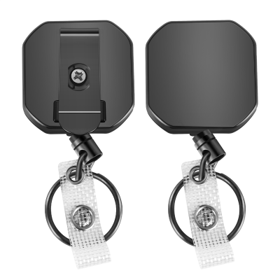 2 Pack Small Heavy Duty Retractable Badge Holders Reel, ID Badge Holders with Belt Clip Key Ring for Name Card Keychain