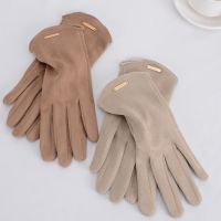 Women Autumn Winter Keep Warm Touch Screen Thin Cashmere Solid Simple Gloves Cycling Drive Suede Fabric Elegant Windproof