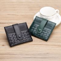 2023 New★ New Buckle Wallet Sheepskin Short Folding Wallet Womens Simple Card Bag Weaving Handmade Small and Thin Men