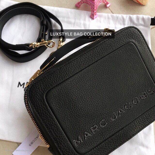 💯 Marc Jacobs The Textured Box Bag Black Leather Lazada