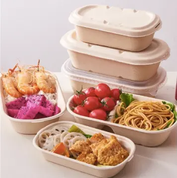 10pcs 1000ml Disposable Lunch Box Microwave Paper Bento Box Meal