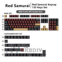 Kbdiy gmk สีแดงซามูไรโคลนปุ่มกด OEM รายละเอียด PBT ข้อความเหมือนกับสีดำสีแดง135หมวกที่สำคัญชุดสำหรับแป้นพิมพ์กล MX สวิทช์ที่กำหนดเอง