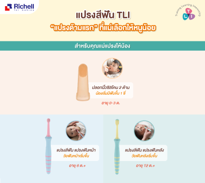Richell แปรงสีฟันริเชล สำหรับคุณแม่แปรงให้น้อง (วัยเเรกเกิดถึง 12 เดือน)