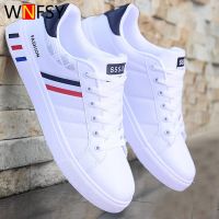 Man Sneakers Casual Shoes Lightweight Breathable Men Shoes Flat Lace Up White Business Travel Men Tenis Shoes Tênis Masculino