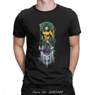 Aquaman T-Shirt Orin Orm Reversible Art Nouveau Panel T Shirt Men Funny T-Shirts Summrt O-Neck Cotton Tee Shirt Streetwear