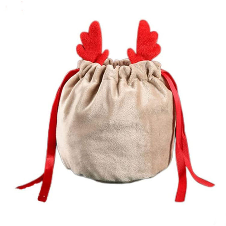 10ชิ้นคริสต์มาสฮาโลวีนลูกอมกวางกระเป๋ากำมะหยี่วาดสตริงพรรคห่อของขวัญ-ถุงนำมาใช้ใหม่รักษากระเป๋าสำหรับของขวัญสารพัดขนมขนม