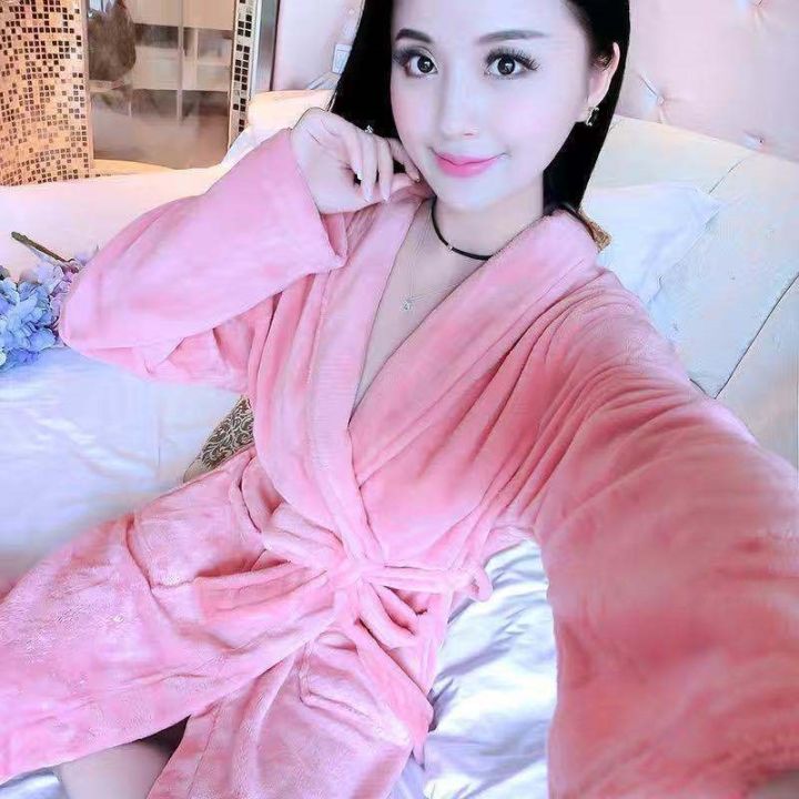 xiaoli-clothing-ผู้หญิงขนแกะ-nightgown-เสื้อคลุมฤดูหนาวที่อบอุ่นปะการังหนากำมะหยี่ชุดนอนชุดนอนชุดนอนกิโมโนโรงแรมเสื้อคลุมอาบน้ำ-homewear