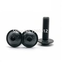 2-10pcs m4 m5 m6 m8 M10 grade 10.9 black Half Round Button Flange Head With Washer Inner Hex Socket Allen Screws Bolt Screw Nut Drivers