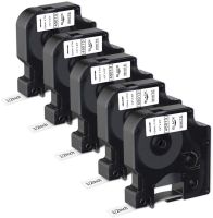 5 Pack 45013 S0720530 D1 Label Tape Refills Compatible with DYMO LabelManager LM 160 210D 280 360D 420P Wireless PnP 220P 260P 450D 500TS 450DUO Label Maker Black Print on White 12mm x 7m