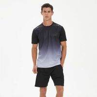 Lulu mens fitness quick-drying short-sleeved top fashion gradient loose plus size T-shirt 6081