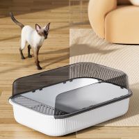 Cat Pet Litter Box Big Space Anti-Splash Dog Toilet Cat Tray Semi-closed Cat Litter Box Spillproof Deodorant Cat Toilet Supplies