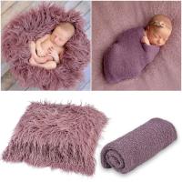 3PCS Newborn Photography Wraps Toddler Baby Blankets Wrap and Headband Mohair Stretch Knit Swaddle Wraps Studio Props Accessori Sets  Packs