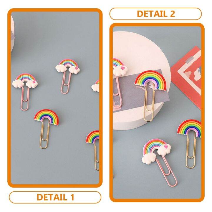 16-pcs-rainbow-paper-clip-craft-clips-cute-bookmark-office-pvc-unique-shaped-document-marking