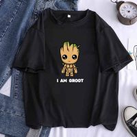 เสื้อยืดผ้าฝ้ายI AM GROOTED ผู้หญิงตลกการ์ตูนสีดำ T เสื้อ Cal Kawaii Hipster Lip Tees หญิง Harajuku สาวเสื้อผ้า,drop Ship