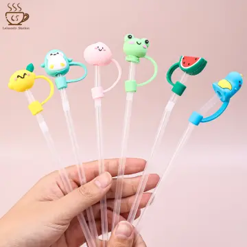 Silicone Straw Plug 6pcs Drinking Straw Cover, Cute Cartoon Straw Tips Cover,  Reusable
