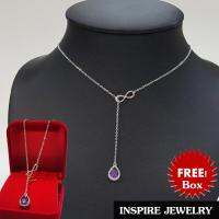 Inspire Jewelry สร้อยคอพลอยรูปหยดน้ำล้อมเพชร ต่อลายอินฟินิตี้  งานดีไซด์  มีให้เลือกระหว่างพลอยสีดำ หรือสีม่วง สีใดสีหนึ่ง งานแบบร้านเพชร  งานสวย ปราณีต พร้อมกล่องกำมะหยี่