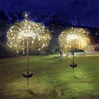 1PC Solar Fireworks Lamp Outdoor Grass Globe Dandelion Flash String Fairy lights 90 120150 LED For Garden Lawn Holiday Light