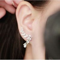 DD Store Gold Silver Fashion Earrings Crystal Jewelry Leaves Tassel Women Zircon Ear Stud