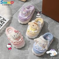 ✜✷❂ Sanrio New Cotton Slippers Kawaii Hello Kittys Cinnamoroll Kuromi Fall and Winter Home Plush Warm Cotton Slipper Girl Anime Gift