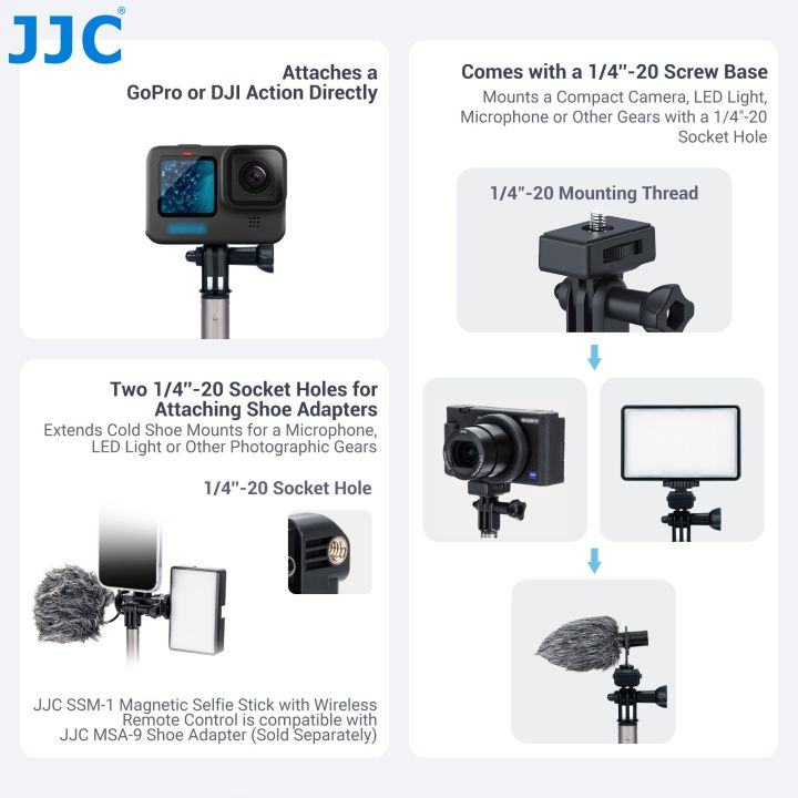 ขาตั้งแบบสามขาเซลฟี่-jjc-พร้อมรีโมทสำหรับ-iphone-14-13-12-pro-max-xiaomi-huawei-oneplus-gopro-hero-11-10-sony-zv-1-zv1-a6600-a6400