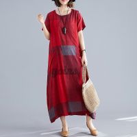 ZANZEA Women Casual Loose Short Sleeve Vintage Printed Long DressYS