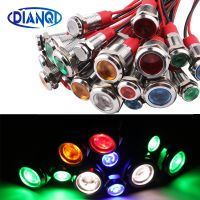 6/8/10/12mm Metal Indicator Nickel Plated Brass LED Waterproof Light Signal Lamp Wire 3V 6V 12V 24V 220V for switches Car