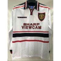 shot goods 1998 1999 Manchester United retro away white maillot de foot long sleeve