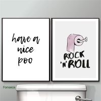 Funny Toilet Letter Poster Rock and Roll Minimalist Bathroom Canvas Painting Have A Nice Poo Quote Wall Art WC Sign Home Decor