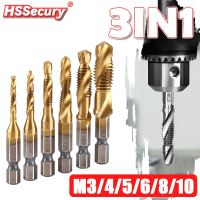 3/4/6pcs HSS Titanium Plated Hex Shank Screw Mini Tap Die Set Ratchet Tap Wrench Tool Thread Metric Tap Drill Bits Screw Machine