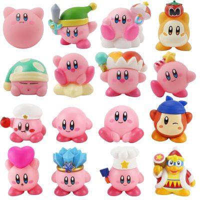 ZZOOI 4-8pcs Anime Games Kirby Action Figures Toys Pink Cartoon Kawaii Kirby PVC Cute Figure Action Toy Christmas Gift for Children