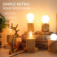 Hcnew Retro Wood Table Lamp E27 Socket Desk Lamp Base Holder EU Plug 220V 110V Bedside Lamp Decor Wooden Base Table Light