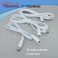 QKKQLA 10x 1/1.5/3/5m white DC male to female jack Power supply connector Cable 22awg 3A Extension Cord Adapter Plug 12V 5.5x2.1mm