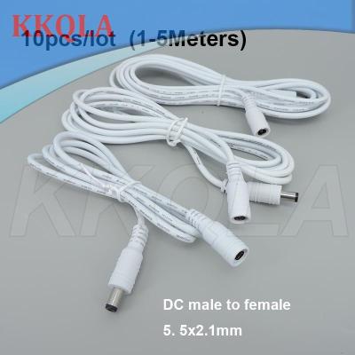 QKKQLA 10x 1/1.5/3/5m white DC male to female jack Power supply connector Cable 22awg 3A Extension Cord Adapter Plug 12V 5.5x2.1mm