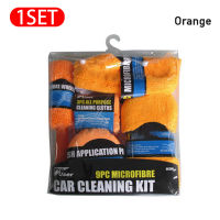 9pcs Car Wash Cleaning Kits Microfiber Auto Detailing Washing Tools Towels Blush Sponge Wash Glove Polish Care Applicator Pads