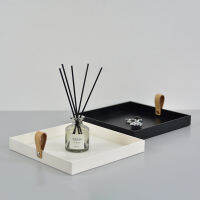 Creative Square ถาดเสิร์ฟสำหรับตกแต่งจานกาแฟเครื่องสำอาง Sundries Desktop Storage แผ่น Handle Home Party Decor