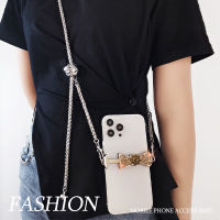 โลหะสากลศัพท์คลิปป้องกันการสูญหายเชือกเส้นเล็กโซ่ Crossbody สามารถดำเนินการไหล่ย้อนยุคคริสตัลดอกไม้เชือกเส้นเล็กศัพท์มือถือ