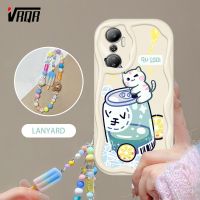 VRQR เคสโทรศัพท์สไตล์ INS สำหรับ infinix Hot 20 4G X6826 X6826B X6826C ขวดใส่น้ำอัดลมน่ารักและลายลูกแมวด้วยสร้อยข้อมือไอศครีม