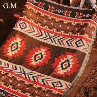 【CW】㍿●✷  Outdoor Camping Blanket Multifunctional Ins Yarn Dyed Tassels Throw Blankets  Tablecloth Tapestry