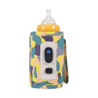 Universal USB Milk Warmer Travel Stroller Insulated Bag Digital Display Baby Nursing Bottle Heater -Camouflage Pink