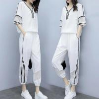 【DT】hot！ Womens Korean Version Loose And Fashion Crop Top Pants 2 Piece Set 2022 New Womens