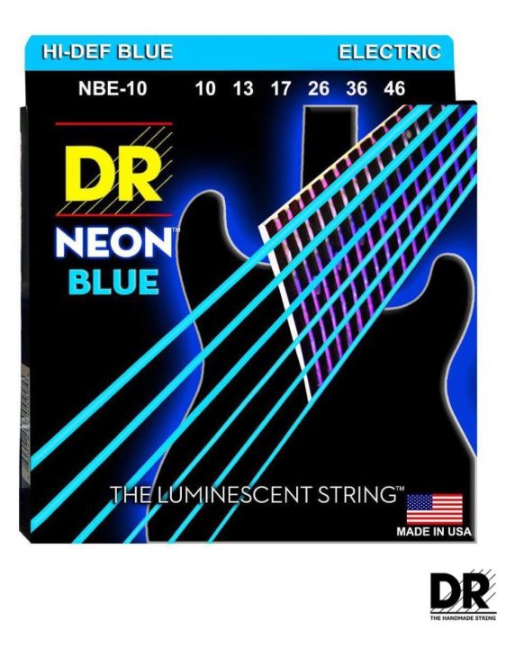 dr-strings-สายกีตาร์ไฟฟ้า-แบบเรืองแสง-เบอร์-10-สายเคลือบ-สีน้ำเงินนีออน-รุ่น-nbe-10-medium-10-46-made-in-usa