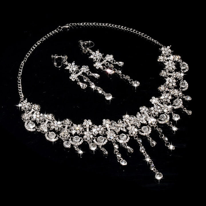 amart-bride-wedding-luxury-jewelry-set-glitter-crystal-tassels-silver-necklace-earrings-exquisite-lady-party-dress-accessories